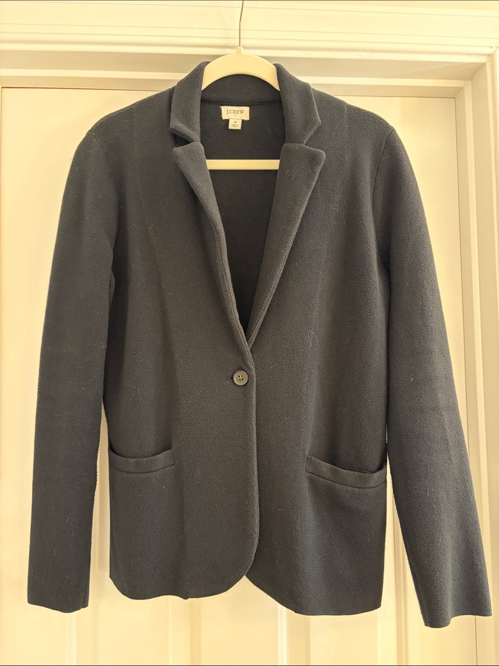J. Crew Women's Black Single-Button Knit Boyfriend Blazer - Small